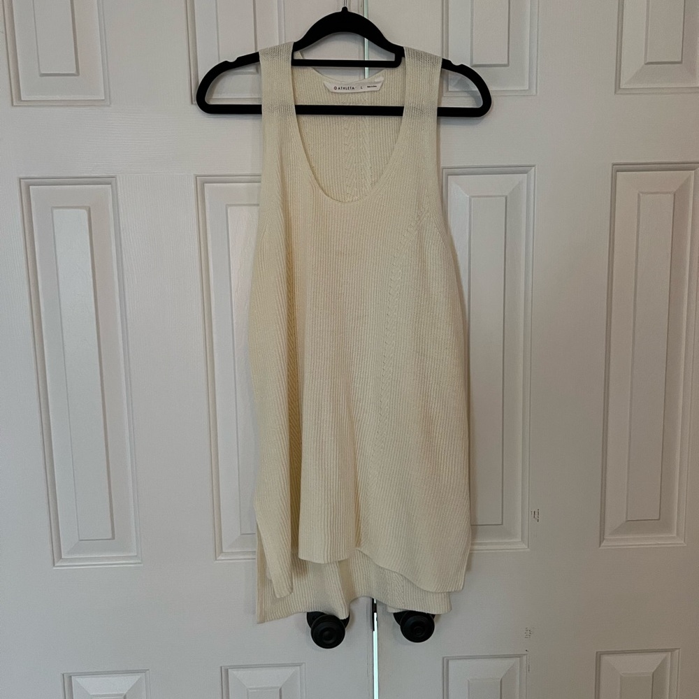 Athleta Ivory Knit Ribbed Scoop Neck Tank- NWOT